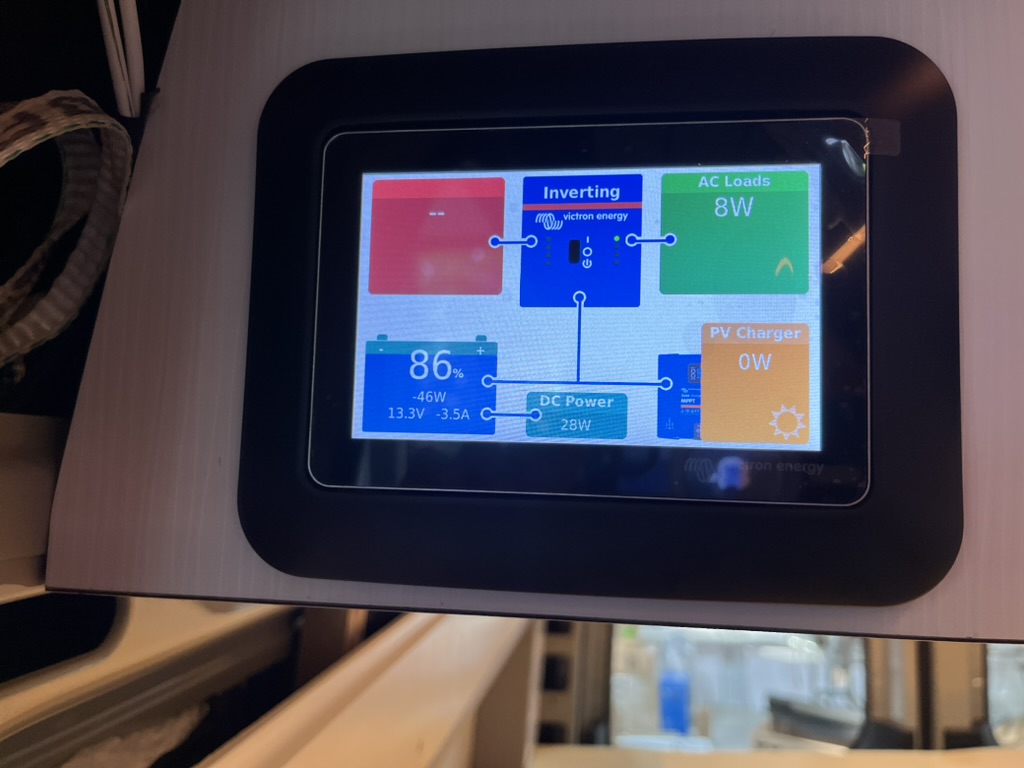 Power monitoring display inside a Keystone van